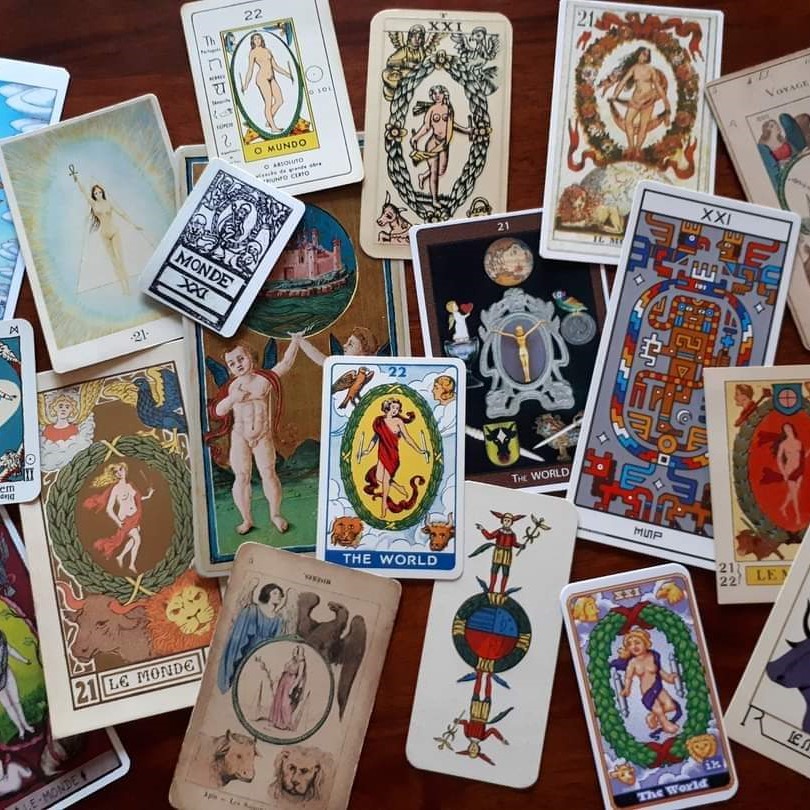 a variety of Tarot cards