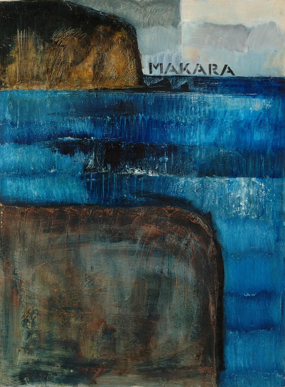 Melvin Day, Makara (1972), oil on canvas, Collection of Aratoi Wairarapa Museum of Art and History. Norman Prior bequest. Courtesy of the Oroya and Melvin Day Charitable Trust.